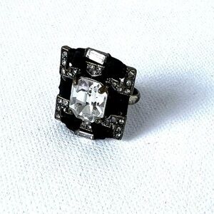 Stella & Dot Square Jewel and Fabric Ring Adjustable